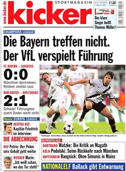 Kicker Sportmagazin (Germany) — 1 October 2009 #81