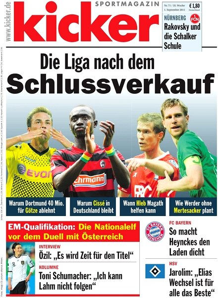 Kicker Sportmagazin (Germany) — 1 September 2011 #71