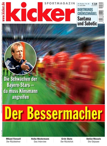Kicker Sportmagazin (Germany) — 14 July 2008 #58