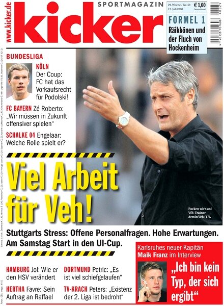Kicker Sportmagazin (Germany) — 17 July 2008 #59