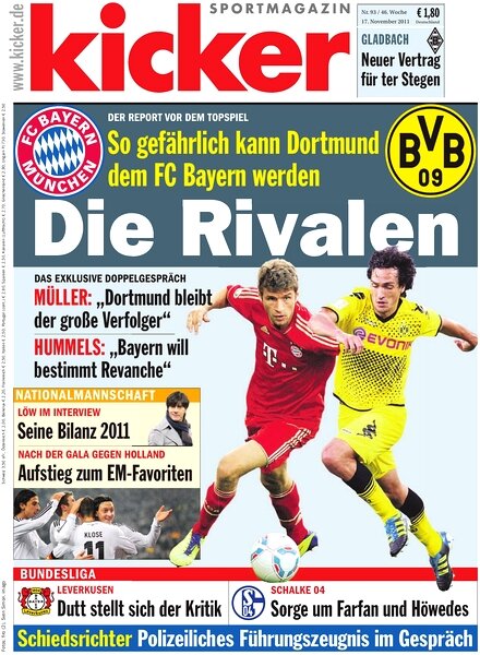 Kicker Sportmagazin (Germany) — 17 November 2011 #93