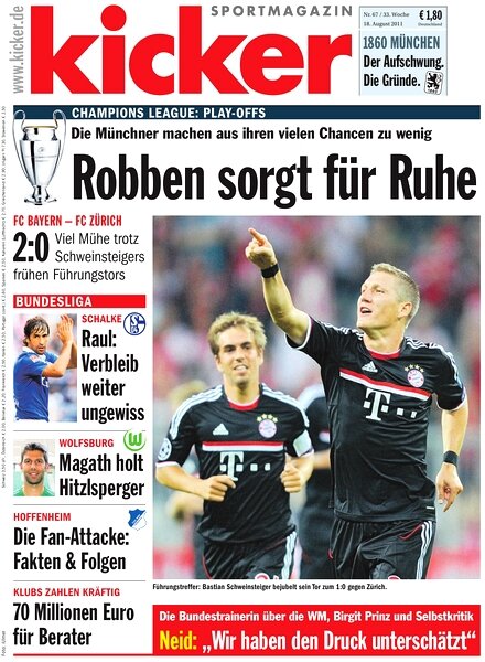 Kicker Sportmagazin (Germany) — 18 August 2011 #67