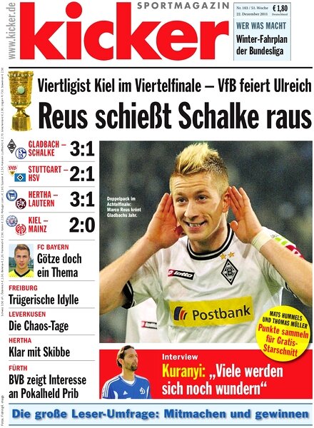 Kicker Sportmagazin (Germany) — 22 December 2011 #103