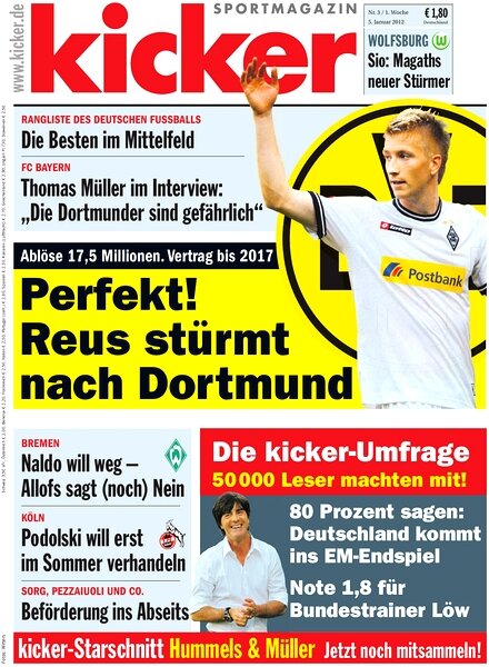 Kicker Sportmagazin (Germany) — 5 January 2012 #3