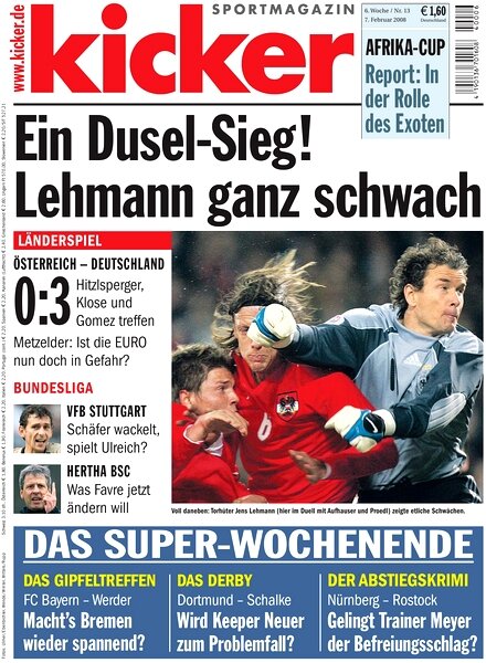 Kicker Sportmagazin (Germany) — 7 February 2008 #13