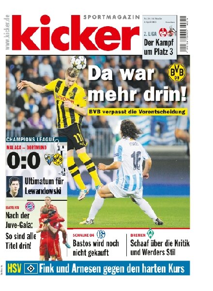 Kicker SportMagazin Germany – 4 April 2013