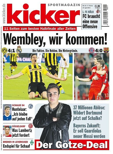 Kicker SportMagazin Germany – 25 April 2013