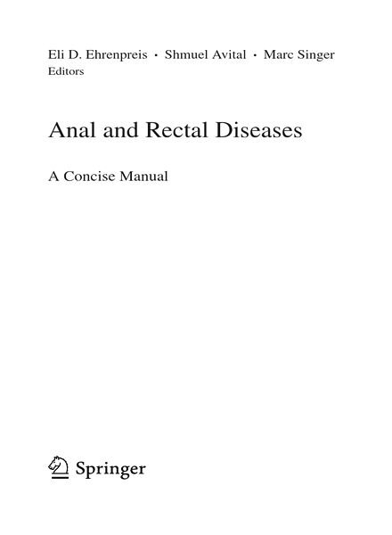 Anal and Rectal Diseases A Concise Manual