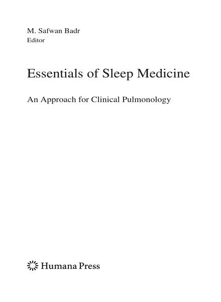 Essentials of Sleep Medicine An Approach for Clinical Pulmonology