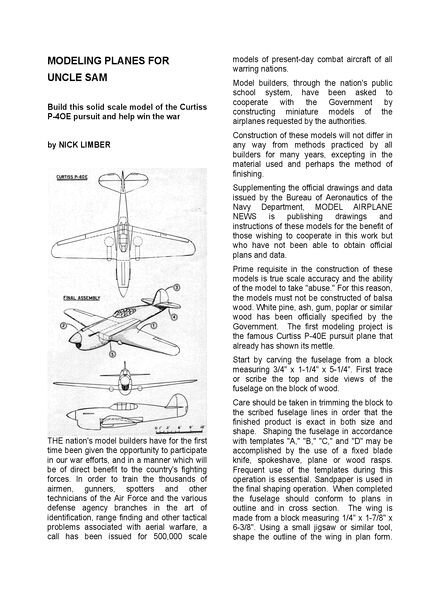 Model Airplane News (drawing) — 1942-05 p-40-id