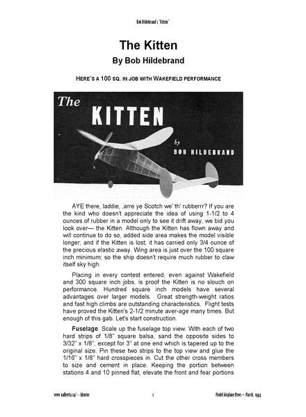 Model Airplane News (drawing) – 1944-03 kitten