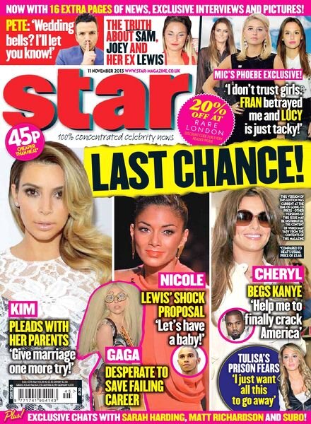 Star Magazine UK – 11 November 2013