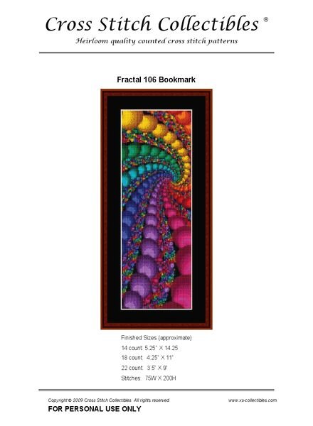 Cross Stitch Collectibles (Fractal Bookmark) 106