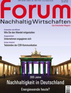 Forum Nachhaltig Wirtschaften — Das Entscheider Magazin N 01, 2013