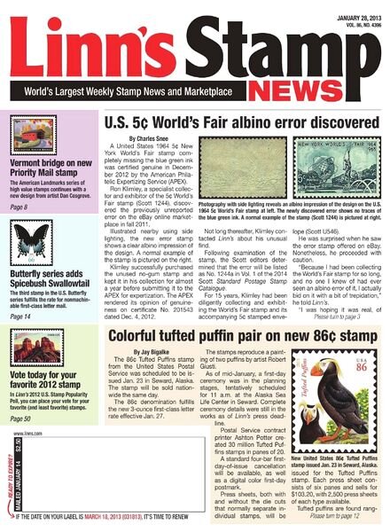 Linn’s Stamp News — January 28, 2013