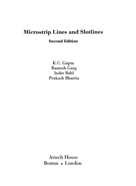 Microstrip Lines and Slotlines (2nd Edition)