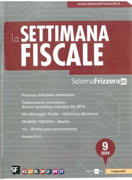 Settimana Fiscale N 9 — 5 marzo 2014