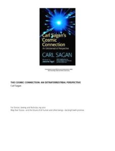Carl Sagan – The Cosmic Connection – An Extraterrestrial Perspective (Dell, 1973)