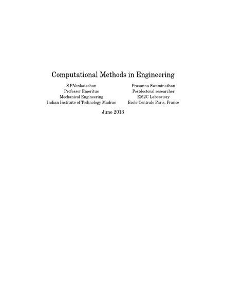 Computational Methods in Engineering by S P Venkateshan