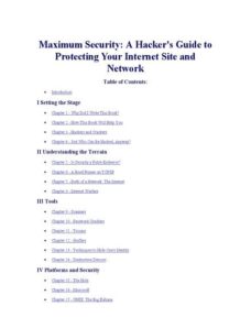 Maximum Security – A Hacker’s Guide to Protecting Your Inter