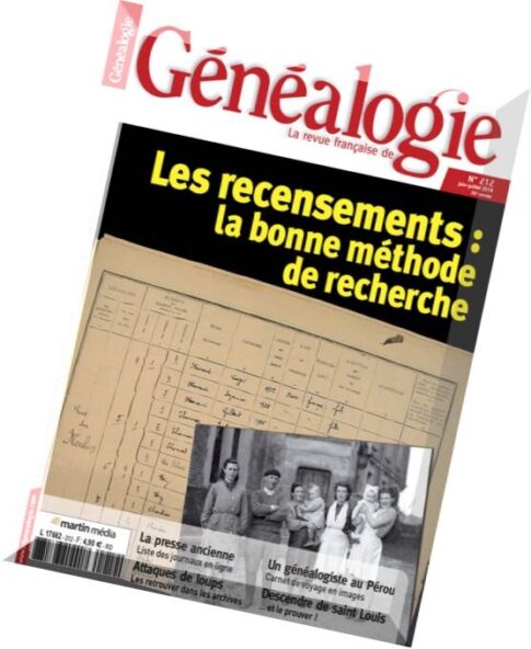 La Revue Francaise de Genealogie N 212 – Juin-Juillet 2014
