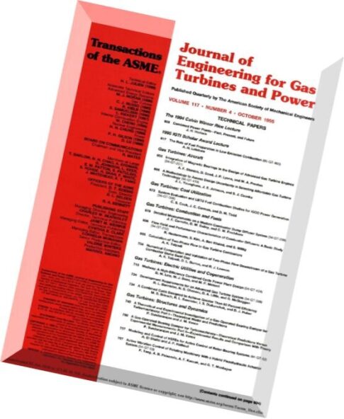 Journal of Engineering for Gas Turbines and Power 1995 Vol.117, N 4