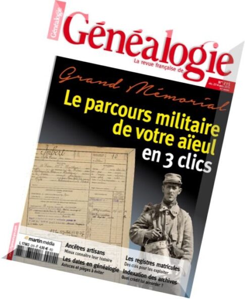 La Revue Francaise de Genealogie N 215 — Decembre 2014 — Janvier 2015