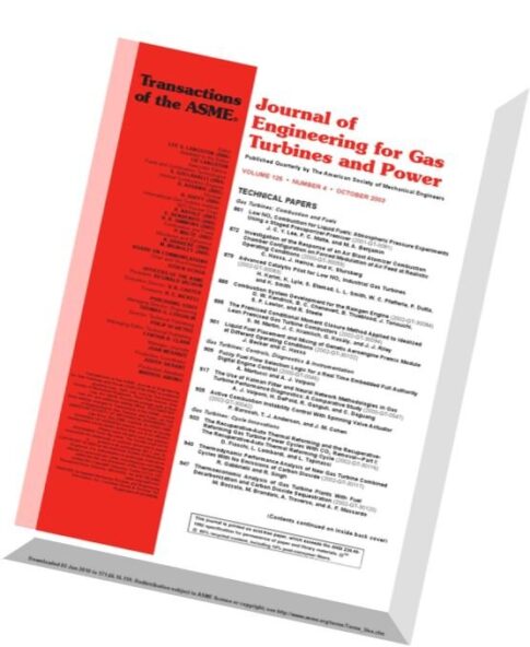 Journal of Engineering for Gas Turbines and Power 2003 Vol.125, N 4
