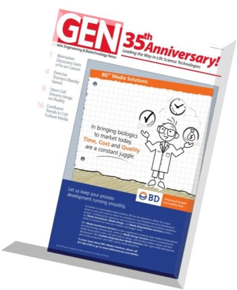 Genetic Engineering & Biotechnology News – 1 February 2016