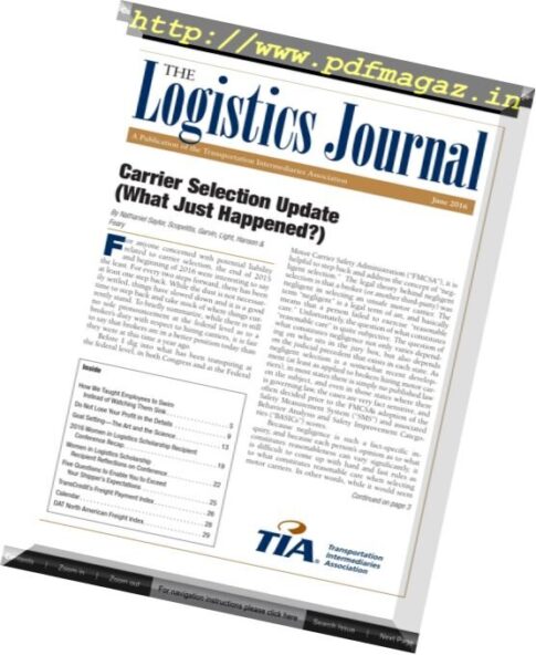 The Logistics Journal – June 2016