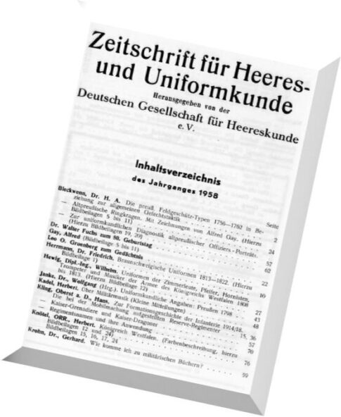 Zeitschrift fur Heeres- und Uniformkunde – N 157-161, 1958