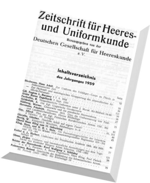 Zeitschrift — fur Heeres — und Uniformkunde N 162-166 1959