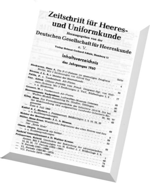 Zeitschrift – fur Heeres- und Uniformkunde N 167-172 1960