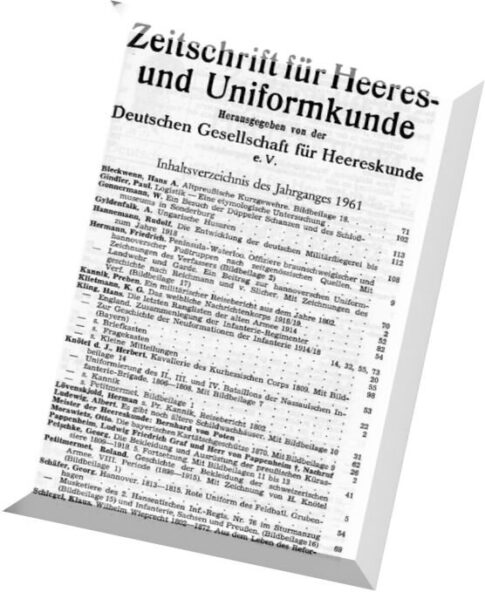 Zeitschrift — fur Heeres — und Uniformkunde N 173-178 1961