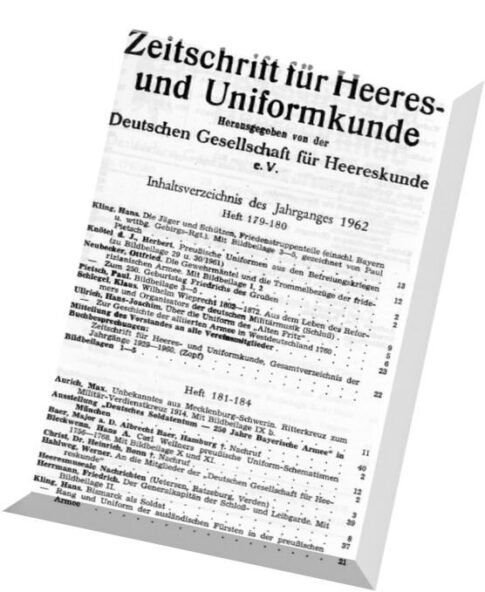 Zeitschrift — fur Heeres — und Uniformkunde N 179-184, 1962