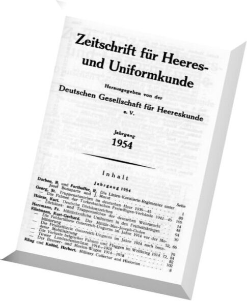 Zeitschrift fur Heeres- und Uniformkunde — N 134-139, 1954