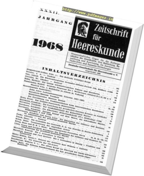 Zeitschrift fur Uniformkunde – N 215-220, 1968