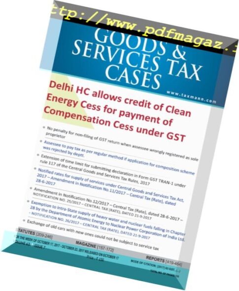 Goods & Services Tax Cases – 17 October 2017