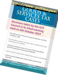 Goods & Services Tax Cases – 23 October 2017