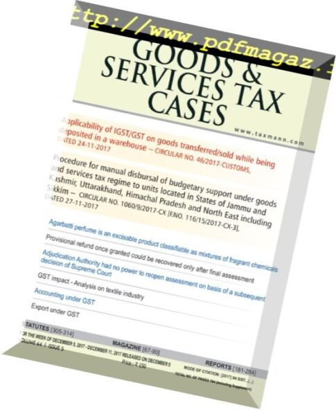 Goods & Services Tax Cases — 5 December 2017
