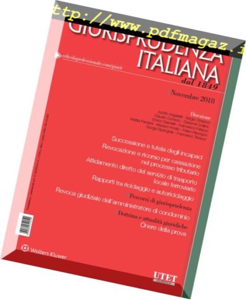 Giurisprudenza Italiana – Novembre 2018