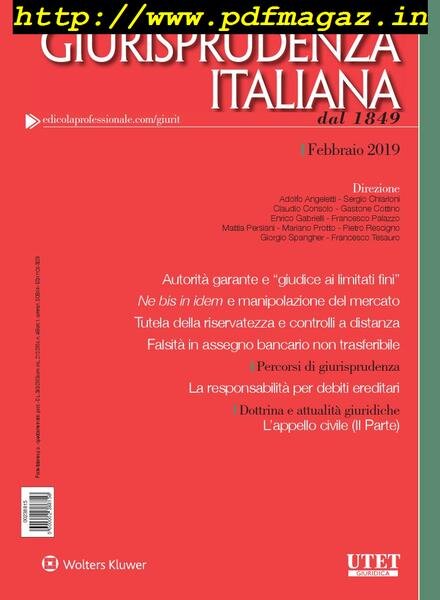 Giurisprudenza Italiana – Febbraio 2019