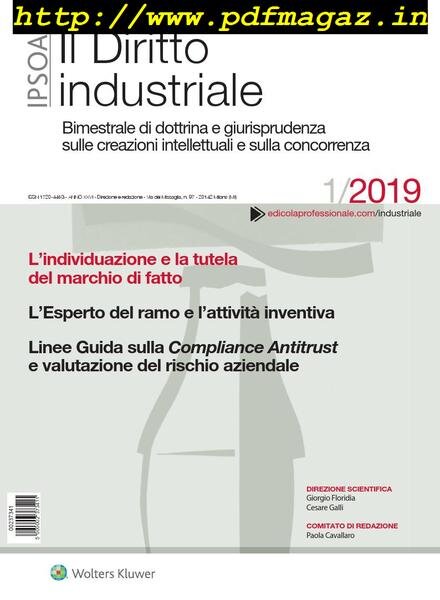 Il Diritto Industriale – Gennaio 2019