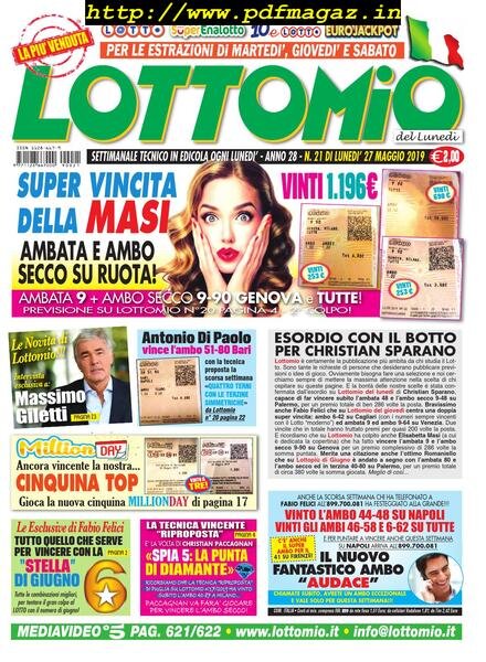 Lottomio del Lunedi – 27 Maggio 2019