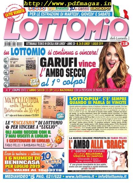 Lottomio del Lunedi — 1 Luglio 2019