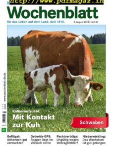 Bayerisches Landwirtschaftliches Wochenblatt Schwaben — 01 August 2019