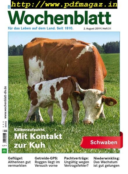 Bayerisches Landwirtschaftliches Wochenblatt Schwaben – 01 August 2019