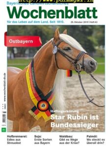 Bayerisches Landwirtschaftliches Wochenblatt Ostbayern – 24 Oktober 2019