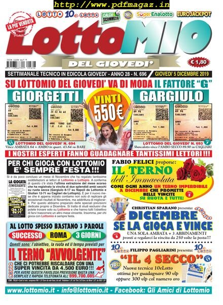 Lottomio del Giovedi – 5 Dicembre 2019