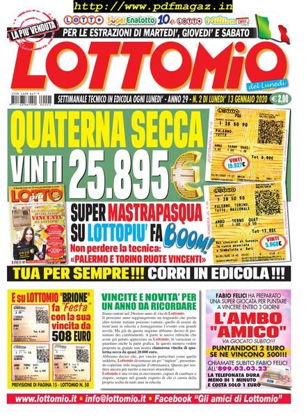 Lottomio del Lunedi — 13 Gennaio 2020